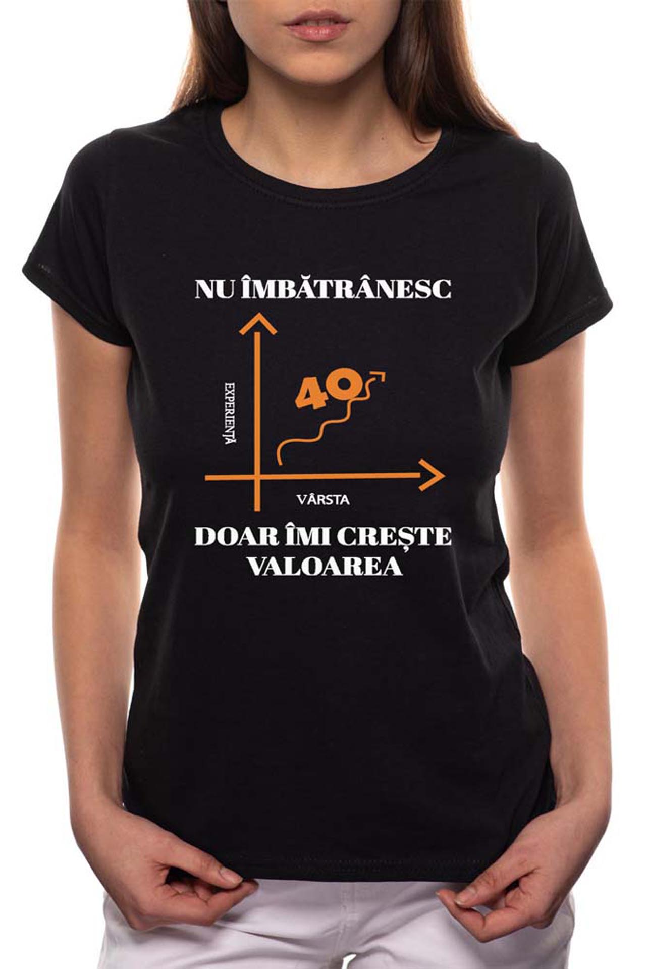Tricou dama, Nu Imbatranesc, 100% Bumbac, B10, Negru