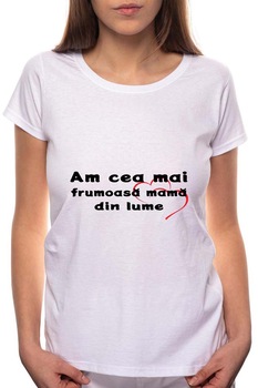 Tricou dama, Am Cea Mai Frumoasa, 100% Bumbac, W16, Alb Tricou dama, Am Cea Mai Frumoasa, 100% Bumbac, W16, Alb