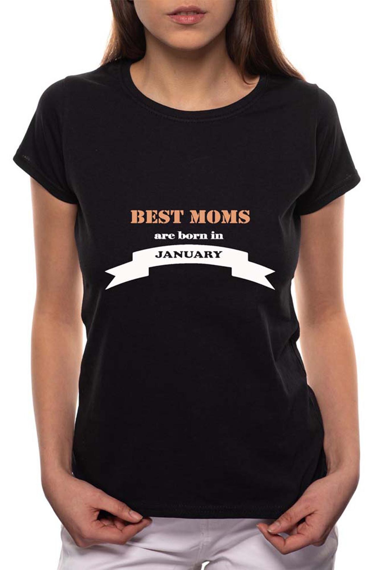 Tricou dama, Born In January, 100% Bumbac, B14, Negru