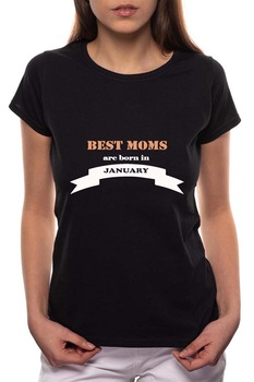 Tricou dama, Born In January, 100% Bumbac, B14, Negru Tricou dama, Born In January, 100% Bumbac, B14, Negru
