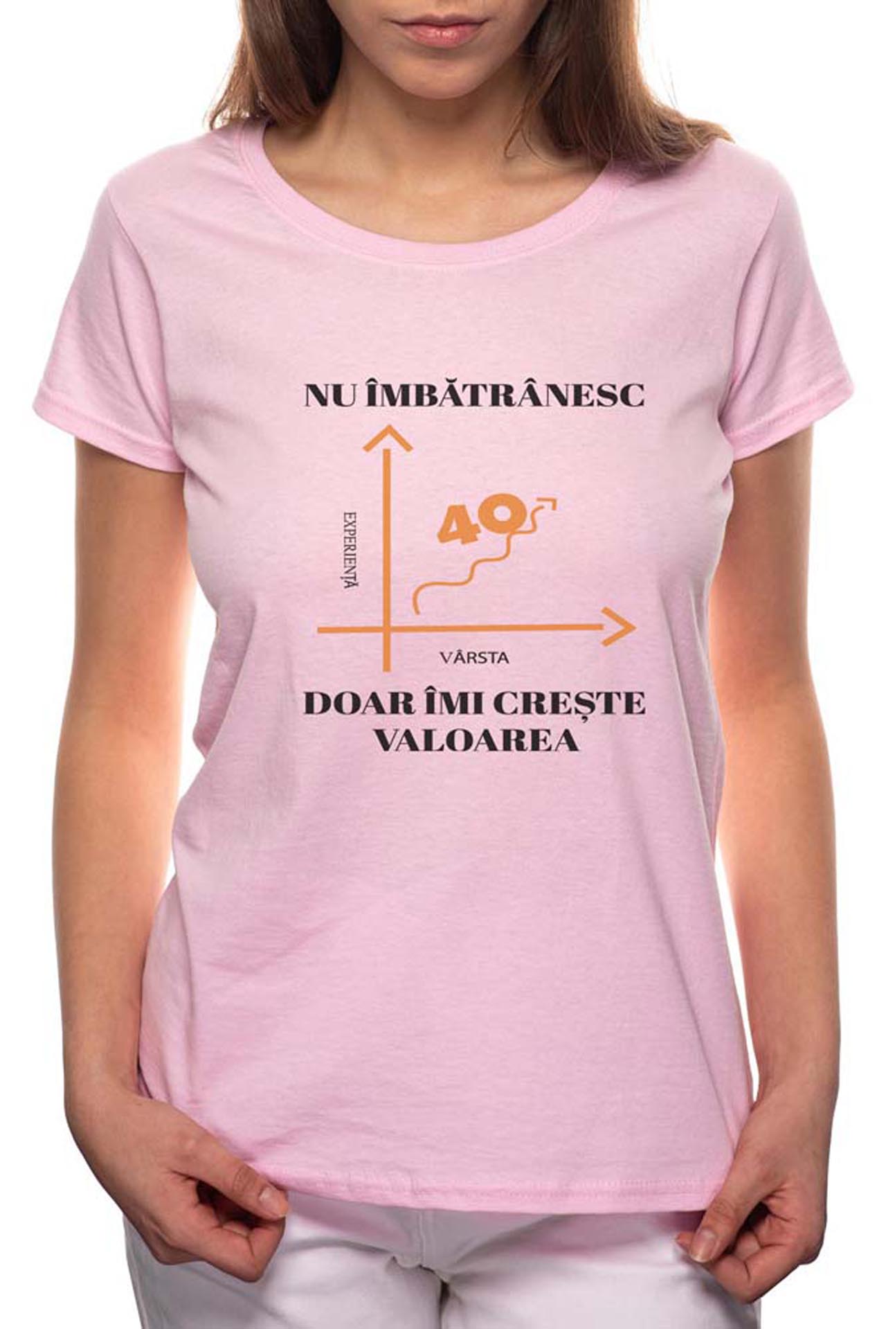 Tricou dama, Nu Imbatranesc, 100% Bumbac, P10, Roz