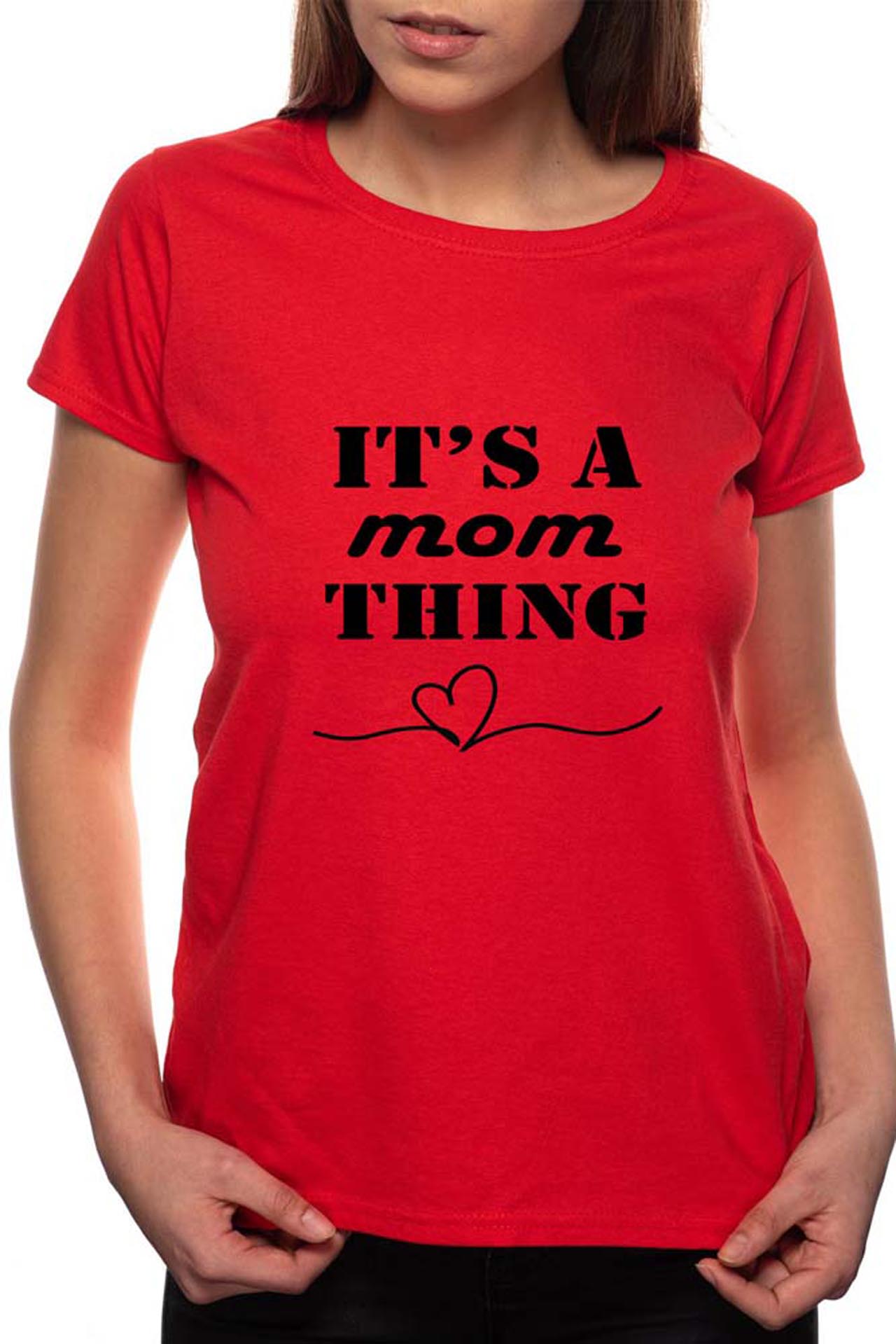 Tricou dama, It's a Mom Thing, 100% Bumbac, R15, Rosu