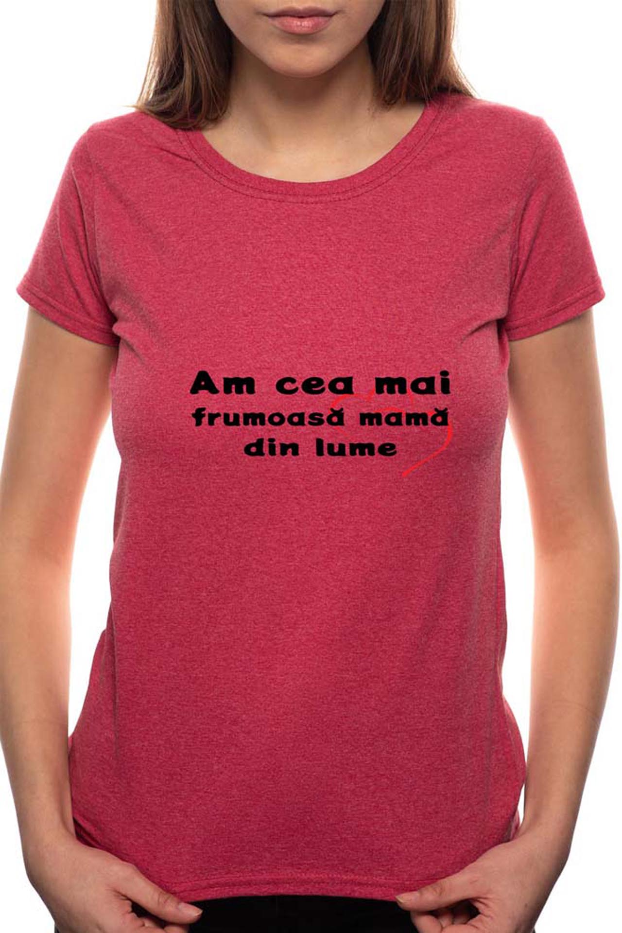 Tricou dama, Am Cea Mai Frumoasa, 100% Bumbac, BR16, Bordeaux Red