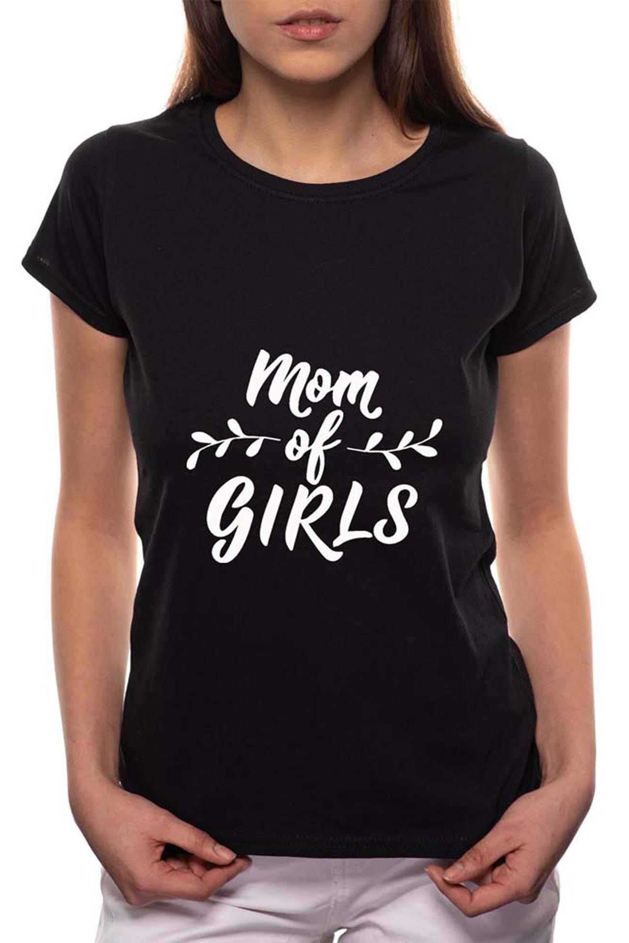 Tricou dama, Mom If Girls, 100% Bumbac, B18, Negru