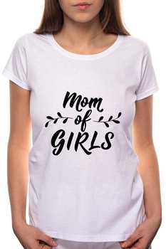 Tricou dama, Mom If Girls, 100% Bumbac, W18, Alb Tricou dama, Mom If Girls, 100% Bumbac, W18, Alb