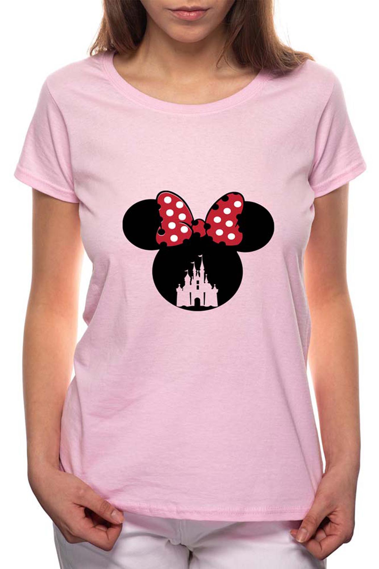 Tricou dama, Mini Mouse, 100% Bumbac, P21, Roz
