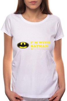 Tricou dama, Batman, 100% Bumbac, W20, Alb Tricou dama, Batman, 100% Bumbac, W20, Alb