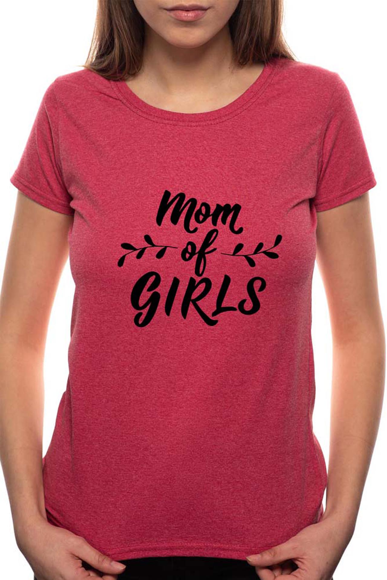Tricou dama, Mom If Girls, 100% Bumbac, BR18, Bordeaux Red