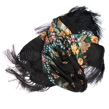 Esarfa, Sal de dama, Buticcochet, 100% Viscoza, Negru cu imprimeu floral - ES653 Esarfa, Sal de dama, Buticcochet, 100% Viscoza, Negru cu imprimeu floral - ES653