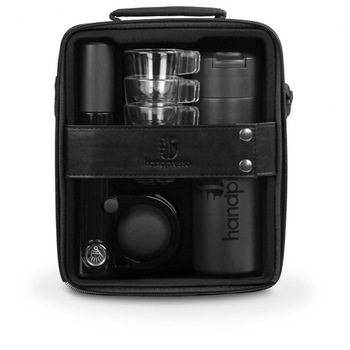 Set espressor portabil Handpresso Pump 16bar, manometru incorporat, termos negru Set espressor portabil Handpresso Pump 16bar, manometru incorporat, termos negru