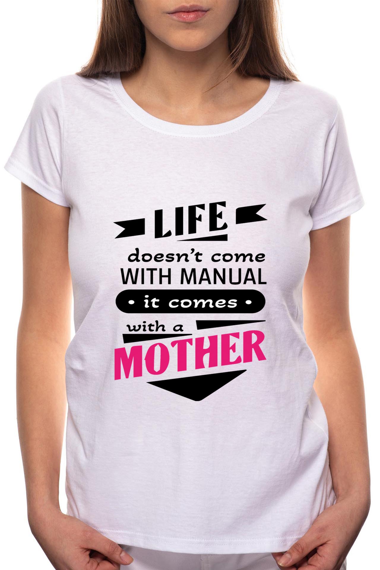 Tricou dama, Mother, 100% Bumbac, W109, Alb