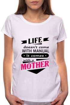 Tricou dama, Mother, 100% Bumbac, W109, Alb Tricou dama, Mother, 100% Bumbac, W109, Alb