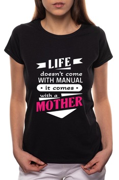 Tricou dama, Mother, 100% Bumbac, B109, Negru Tricou dama, Mother, 100% Bumbac, B109, Negru