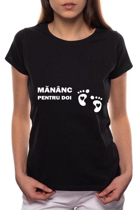 Női póló, Eat For Two, 100% pamut, B96, fekete, 2XL