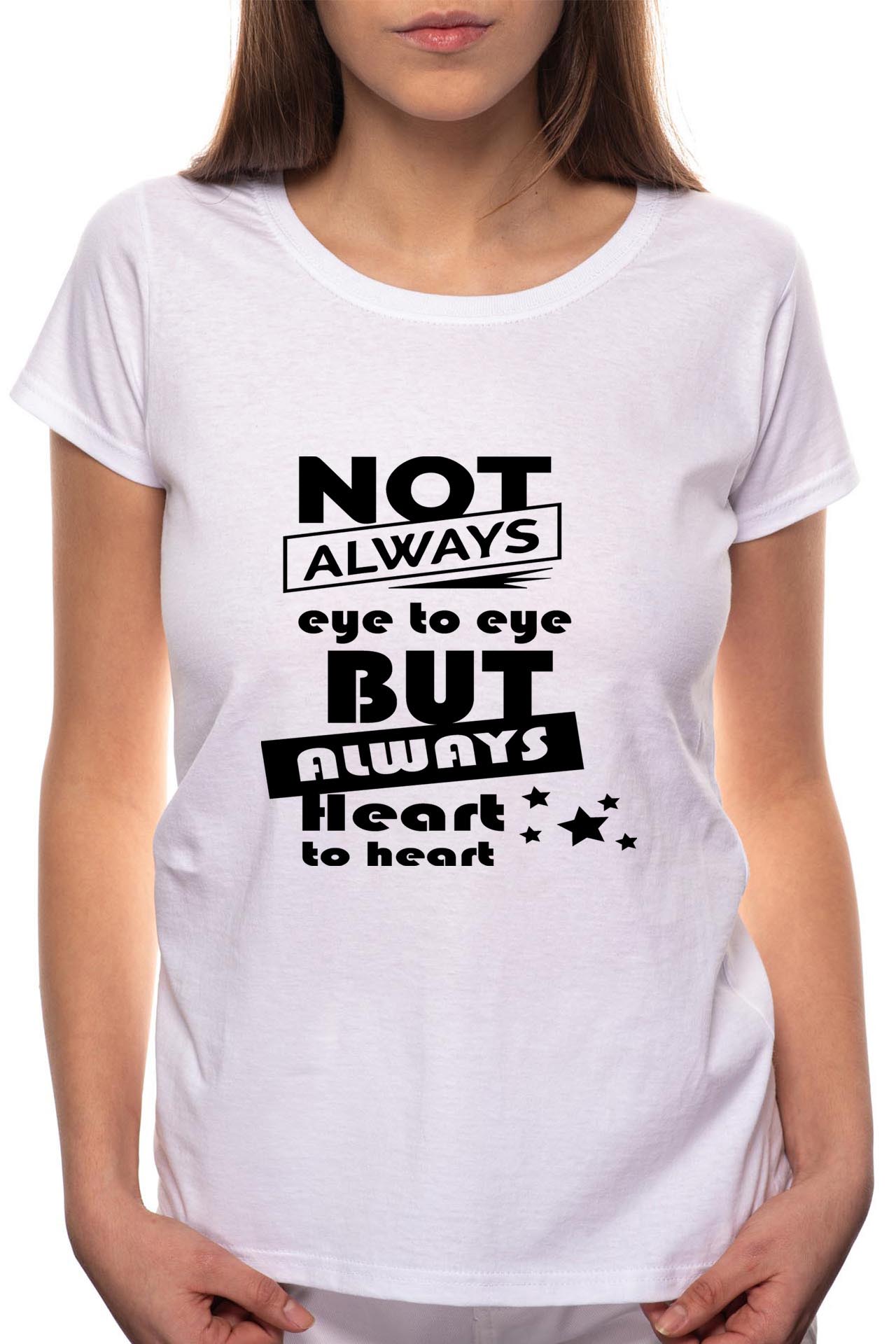 Tricou dama, Heart To Heart, 100% Bumbac, W110, Alb