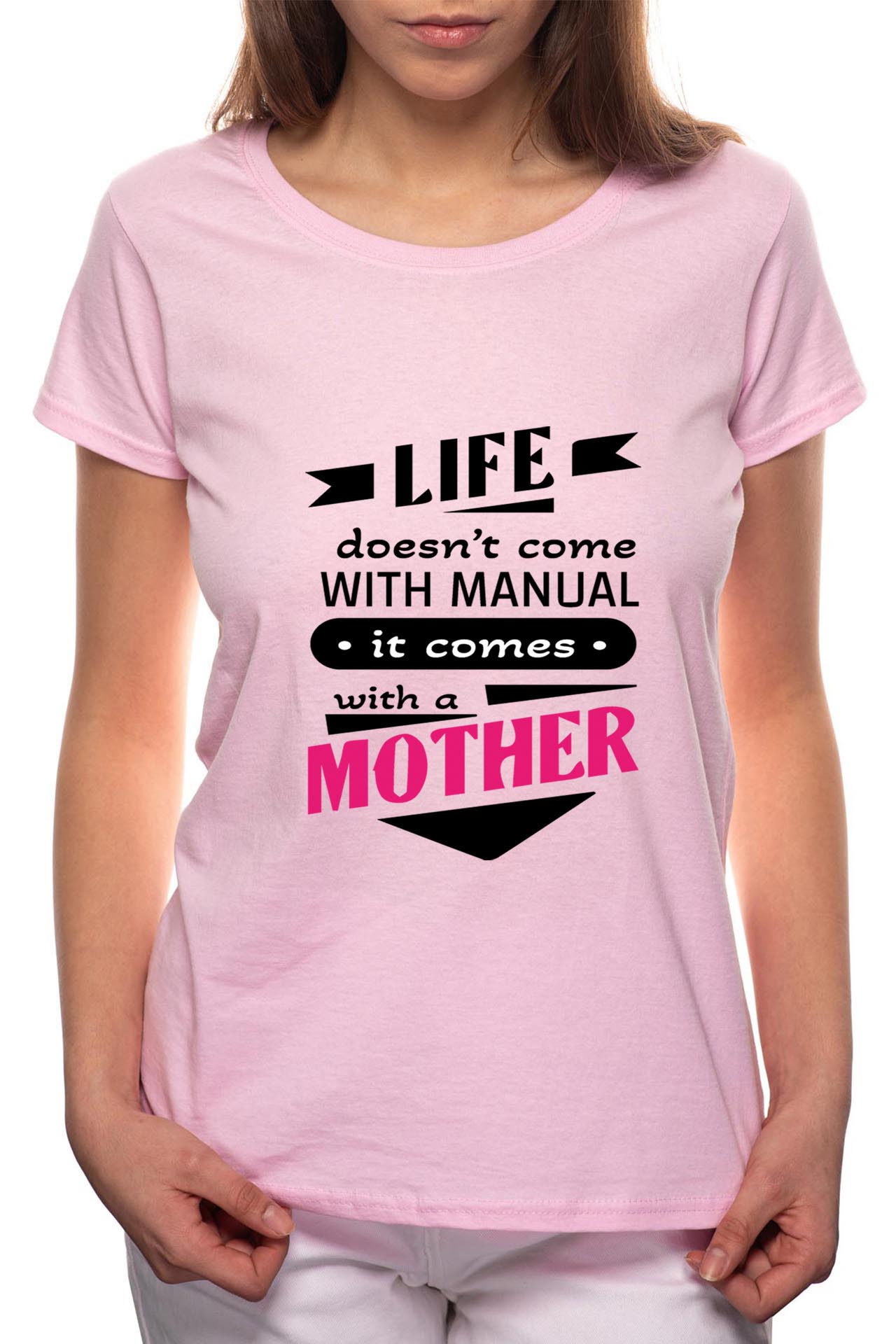 Tricou dama, Mother, 100% Bumbac, P109, Roz