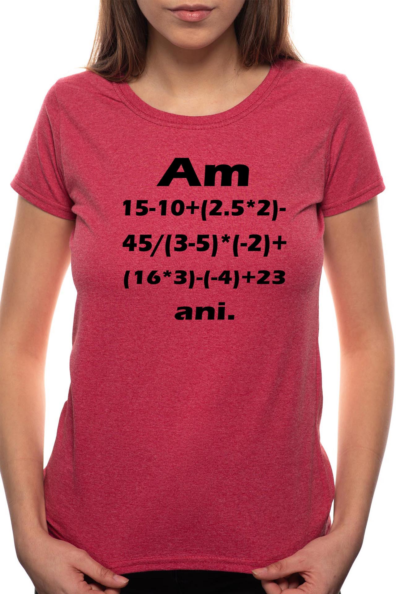 Tricou dama, Calculate My Age, 100% Bumbac, BR112, Bordeaux Red