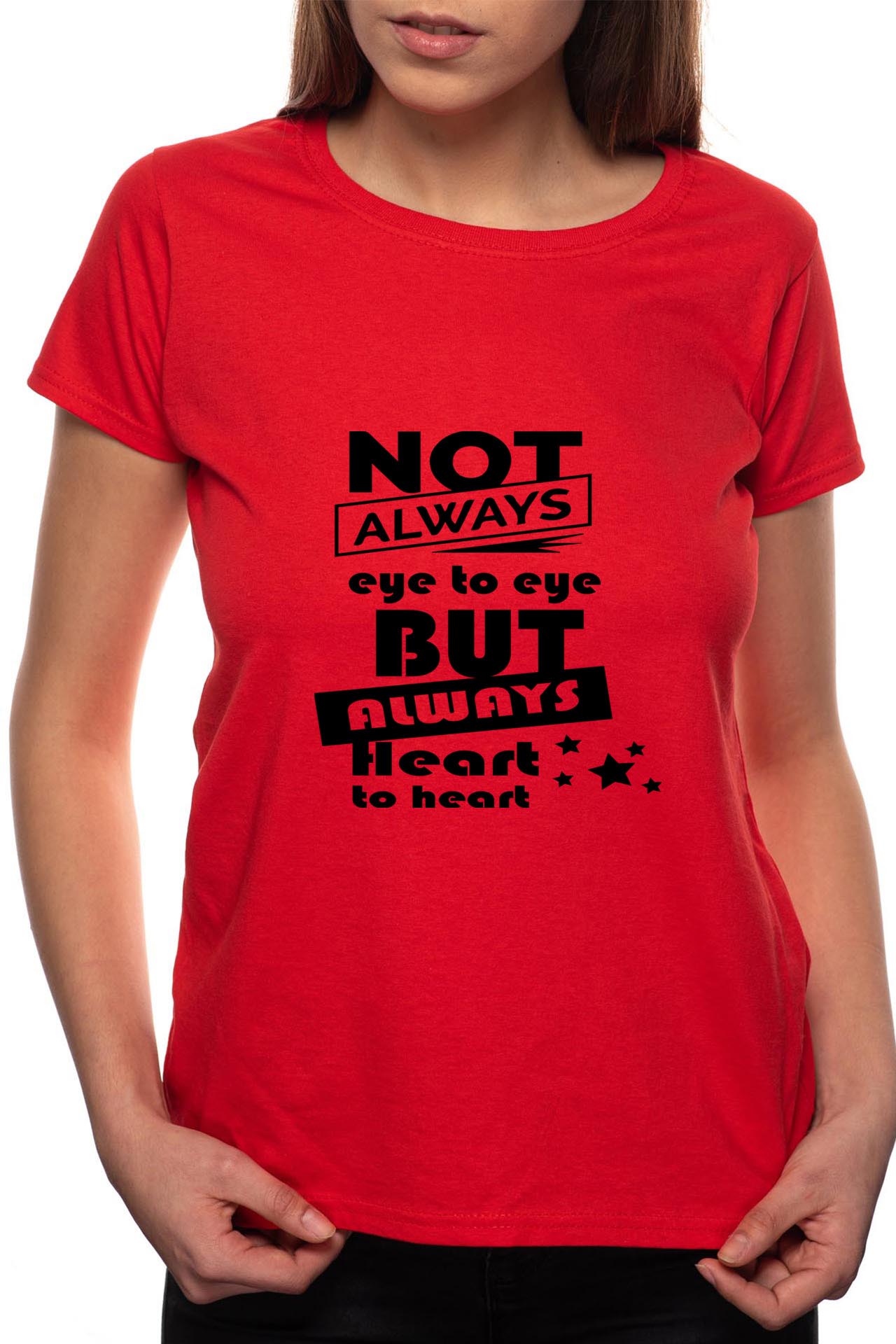 Tricou dama, Heart To Heart, 100% Bumbac, R110, Rosu