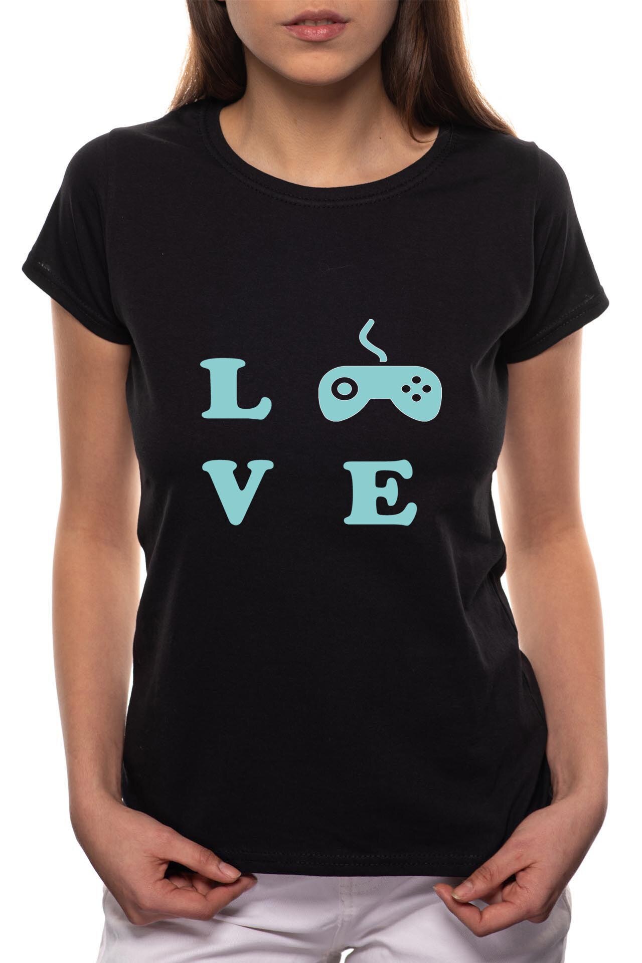 Tricou dama, Love Game, 100% Bumbac, B49, Negru