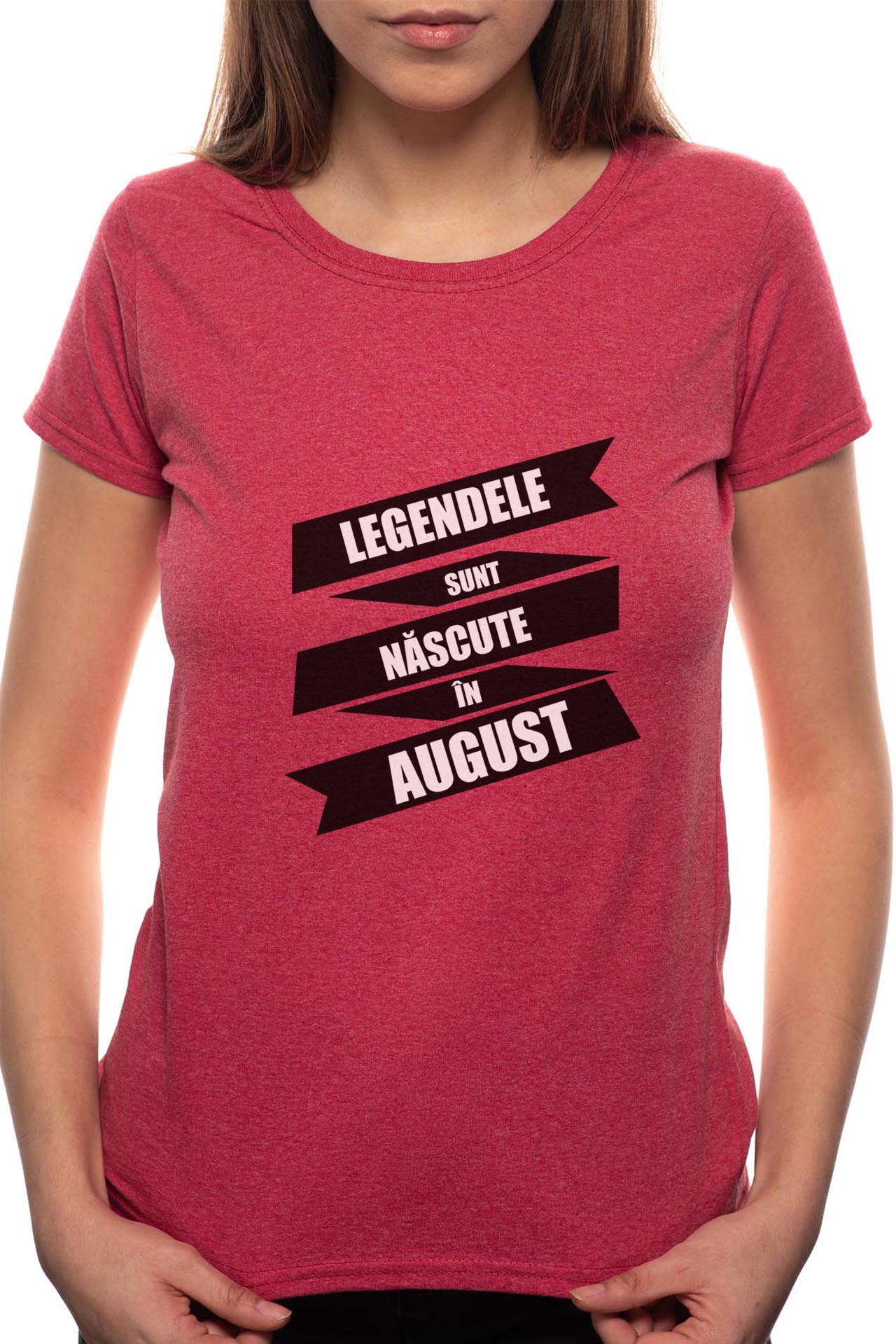 Tricou dama, Nascute In August, 100% Bumbac, BR93, Bordeaux Red