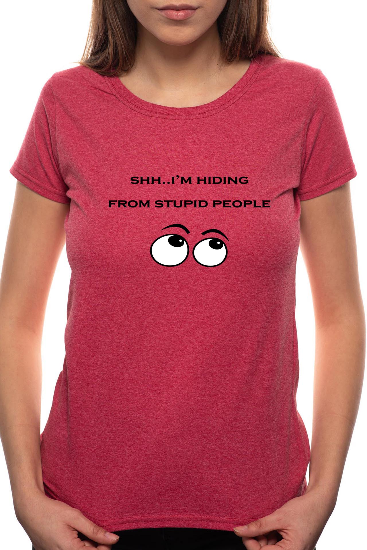 Tricou dama, Shhh I'm Hiding, 100% Bumbac, BR48, Bordeaux Red