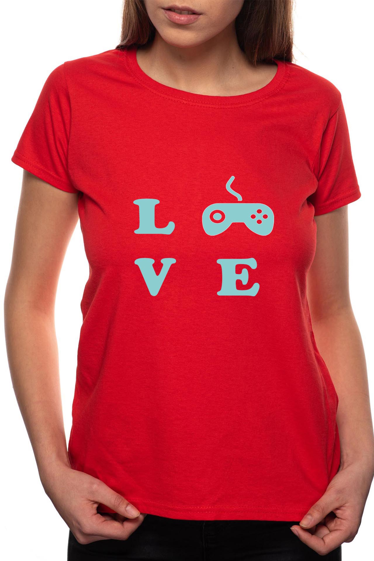 Tricou dama, Love Game, 100% Bumbac, R49, Rosu