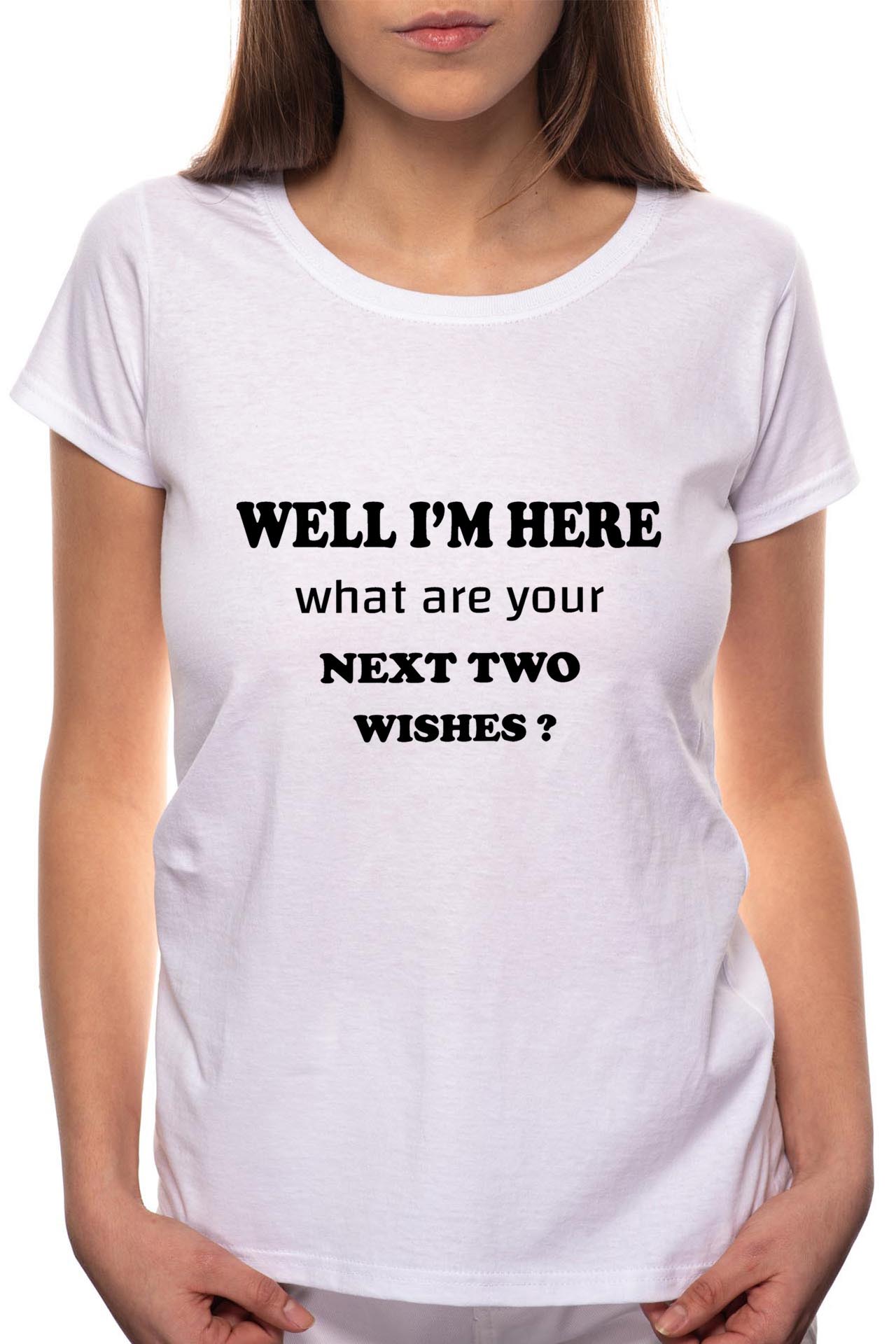 Tricou dama, I'm Here, 100% Bumbac, W50, Alb