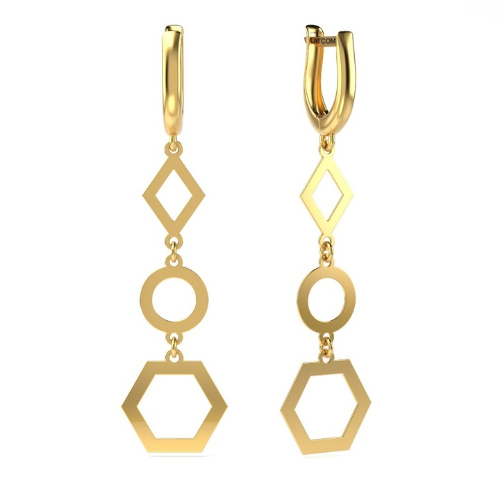 Cercei din aur galben model 15