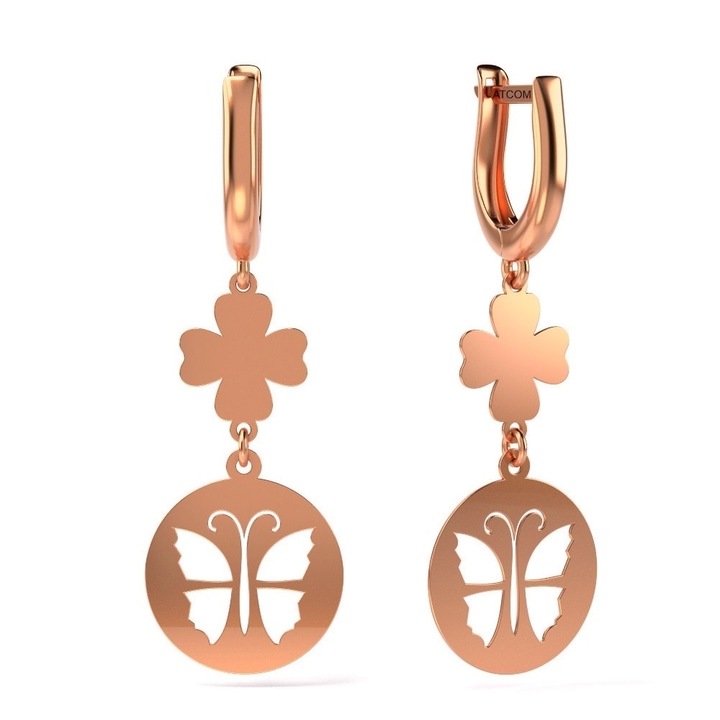 Обеци от розово злато модел 16