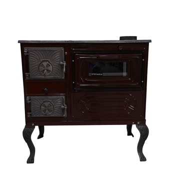Soba de Gatit Samotata, tabla Emailata, pe lemne, Evacuare 120 mm, Burlan pe partea Dreapta, cu plita si cuptor, 800 x 800 x 430 mm Soba de Gatit Samotata, tabla Emailata, pe lemne, Evacuare 120 mm, Burlan pe partea Dreapta, cu plita si cuptor, 800 x 800 x 430 mm
