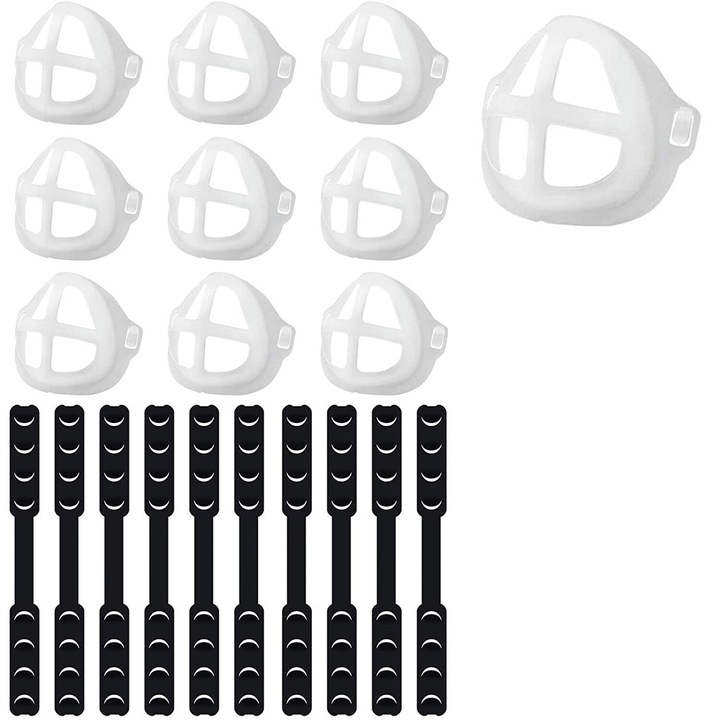 Set 20 accesorii masca, PP/PE, Alb/Negru