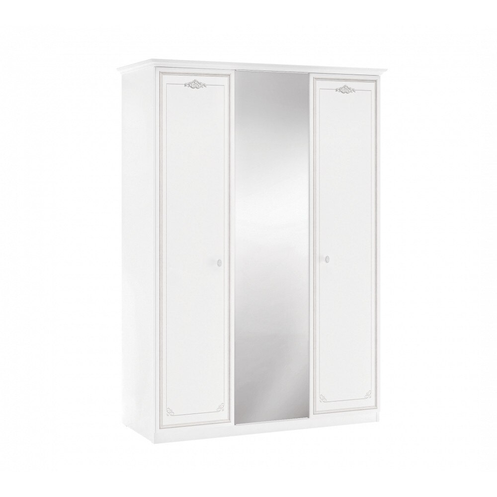 Dulap din pal cu 3 usi si oglinda, pentru tineret Selena Grey Alb / Gri, l145xA61xH206 cm