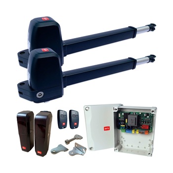Kit automatizare porti batante Athos AC A25, Bft, lungime 2,5m/ canat, greutate 400Kg/ canat, 230V, pentru casa smart Kit automatizare porti batante Athos AC A25, Bft, lungime 2,5m/ canat, greutate 400Kg/ canat, 230V, pentru casa smart