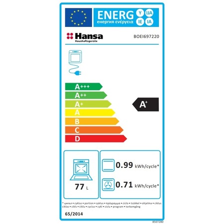 Cuptor incorporabil Hansa BOEI697220, 77 l, 12 Functii, Grill, Clasa A, Inox