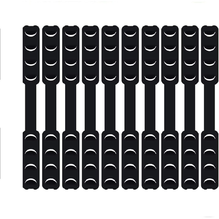 Set 100 accesorii prindere masca, Reglabile, PP, 16.5 x 2.03 cm, Negru