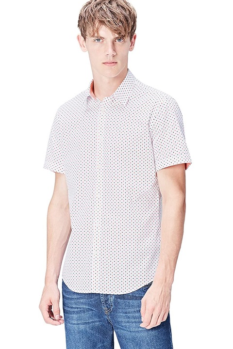 Camasa pentru barbati, Find, Bumbac, maneca scurta, Portocaliu pal/Alb, M