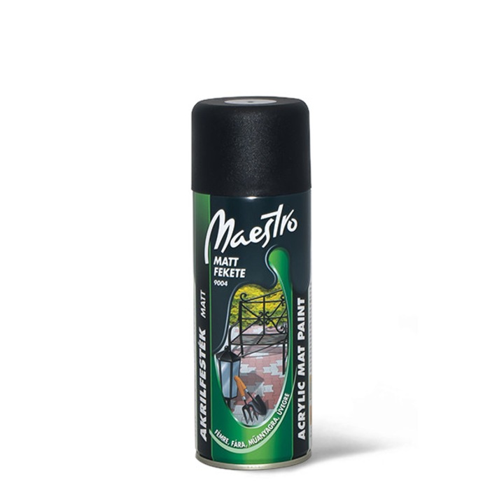 Vopsea aerosol Maestro acrilic negru mat 9004 - 400 ml