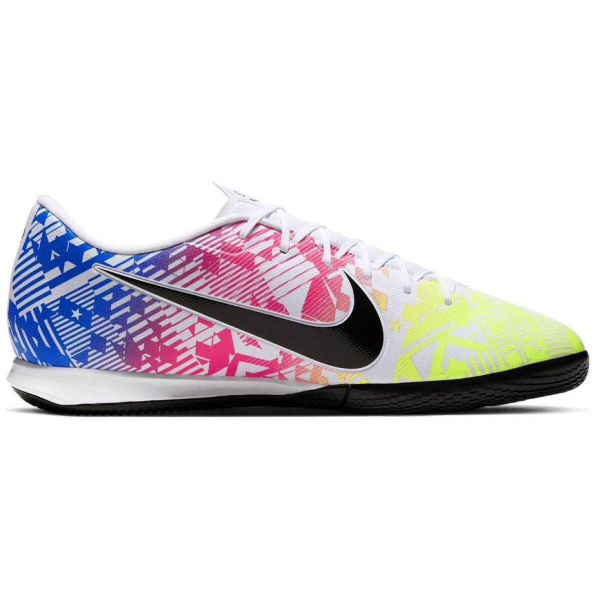 Nike, Pantofi unisex cu model logo, pentru fotbal Vapor 13 Academy, Alb/Albastru royal/Galben
