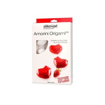 Forma silicon inima 3D Amorini Origami 110, Silikomart Forma silicon inima 3D Amorini Origami 110, Silikomart