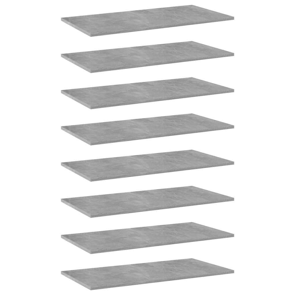 Set de 8 rafturi de biblioteca vidaXL, PAL, 80 x 40 x 1.5 cm, Gri finisaj beton