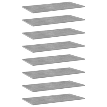 Set de 8 rafturi de biblioteca vidaXL, PAL, 80 x 40 x 1.5 cm, Gri finisaj beton Set de 8 rafturi de biblioteca vidaXL, PAL, 80 x 40 x 1.5 cm, Gri finisaj beton