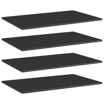 Set de 4 rafturi de biblioteca vidaXL, PAL, 80 x 50 x 1.5 cm, Negru extralucios Set de 4 rafturi de biblioteca vidaXL, PAL, 80 x 50 x 1.5 cm, Negru extralucios