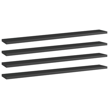 Set de 4 rafturi de biblioteca vidaXL, PAL, 80 x 10 x 1.5 cm, Negru extralucios Set de 4 rafturi de biblioteca vidaXL, PAL, 80 x 10 x 1.5 cm, Negru extralucios