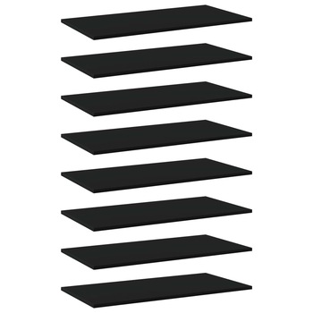Set de 8 rafturi de biblioteca vidaXL, PAL, 80 x 40 x 1.5 cm, Negru Set de 8 rafturi de biblioteca vidaXL, PAL, 80 x 40 x 1.5 cm, Negru
