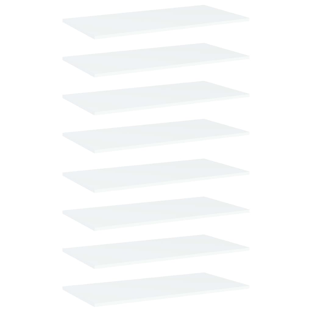 Set de 8 rafturi de biblioteca vidaXL, PAL, 80 x 40 x 1.5 cm, Alb