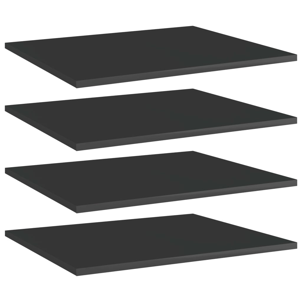 Set de 4 rafturi de biblioteca vidaXL, PAL, 60 x 50 x 1.5 cm, Negru extralucios