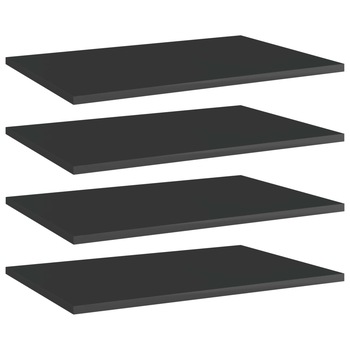 Set de 4 rafturi de biblioteca vidaXL, PAL, 60 x 40 x 1.5 cm, Negru extralucios Set de 4 rafturi de biblioteca vidaXL, PAL, 60 x 40 x 1.5 cm, Negru extralucios