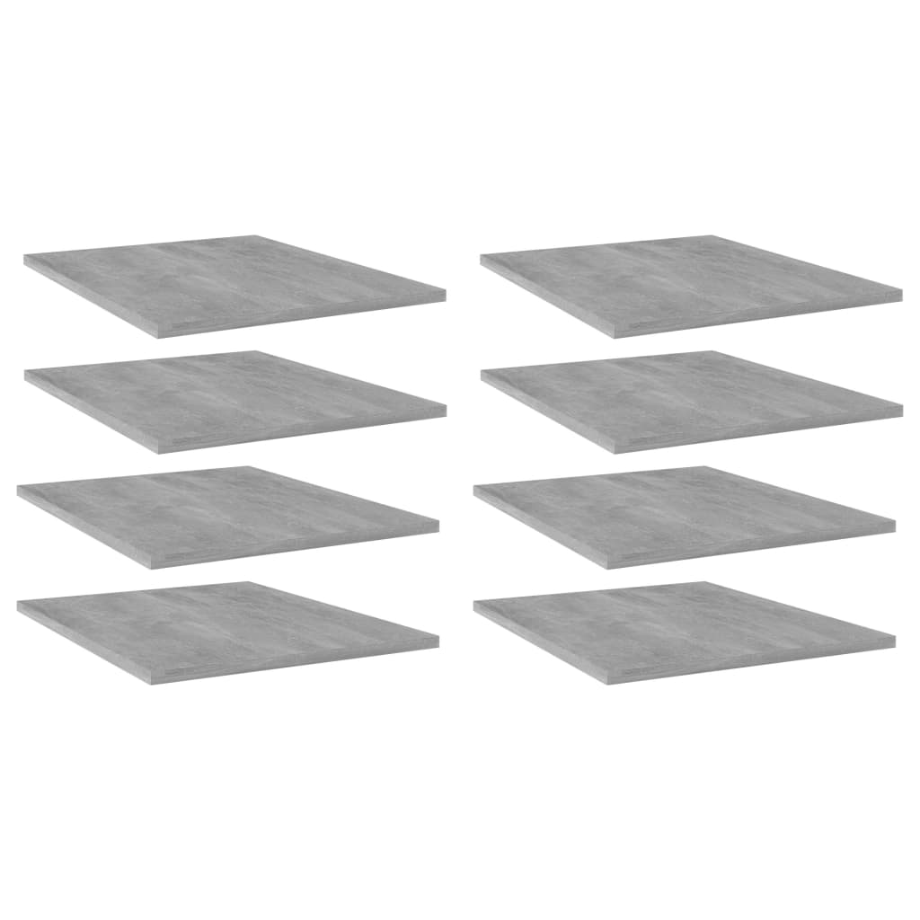 Set de 8 rafturi de biblioteca vidaXL, PAL, 40 x 50 x 1.5 cm, Gri finisaj beton