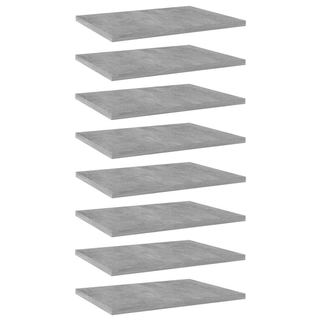 Set de 8 rafturi de biblioteca vidaXL, PAL, 40 x 30 x 1.5 cm, Gri finisaj beton