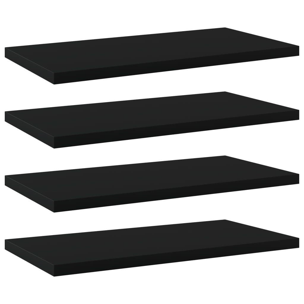 Set de 4 rafturi de biblioteca vidaXL, PAL, 40 x 20 x 1.5 cm, Negru